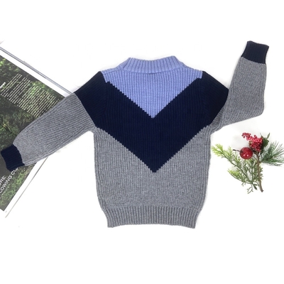 Sweater Supplier Children Kid Knitwear 100% Cotton Crew Neck Geometric Pattern Knitted Pullover Baby Sweater For Autumn Winter