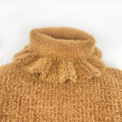 Knitted Kids turndown neck turtleneck ruffle edge collar pullover Children Furry Sweater