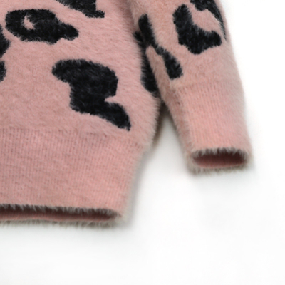 Leopard Pattern Jacquard Knitted Kids baby pullover Children Furry Sweater