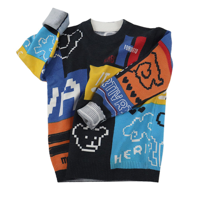 Long sleeve Winter Top Knitted Pullover Kid Children Girl Boy Clothes Clothing Allover Printed sweater