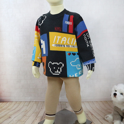 Long sleeve Winter Top Knitted Pullover Kid Children Girl Boy Clothes Clothing Allover Printed sweater