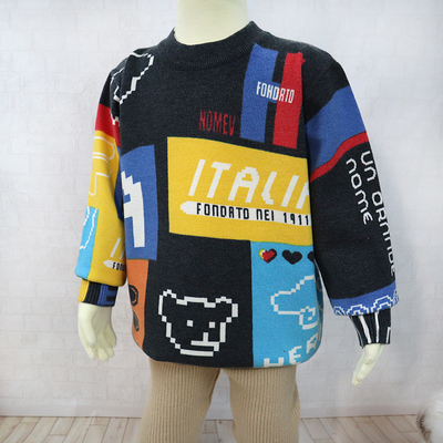 Long sleeve Winter Top Knitted Pullover Kid Children Girl Boy Clothes Clothing Allover Printed sweater