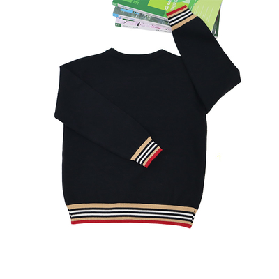 Long sleeve Patch Design Winter Cotton Jersey stitch strip ribbed Pullover Kid Children Knitted sweater