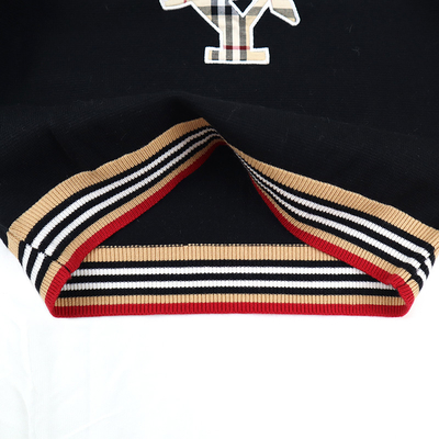 Long sleeve Patch Design Winter Cotton Jersey stitch strip ribbed Pullover Kid Children Knitted sweater