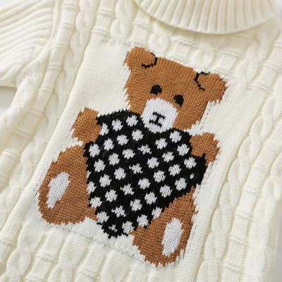 Customized Knitted Jacquard Cable Pattern Children Little Kids Winter Clothing Girls Sweaters