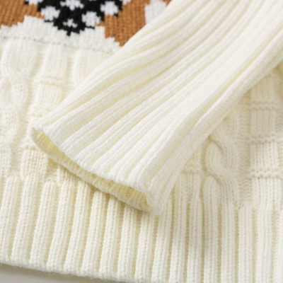 Customized Knitted Jacquard Cable Pattern Children Little Kids Winter Clothing Girls Sweaters