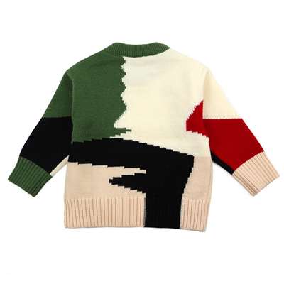 Custom Knitted Pattern 100% Cotton Wool Woolen Yarn Color Combination Toddler Baby Boy Sweater for Kids Winter Wear