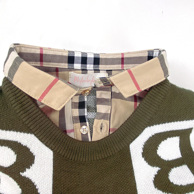 Children's fake-shirt Collar faux shirt Collar neck Jacquard Knit Letter Pattern Boy Girl Kid Winter sweater