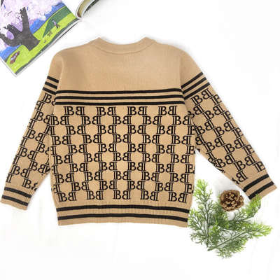 Knitted Cotton letter stripe pattern Ribbed hem Baby Boy kids Wear Pullover Sweater for Winter