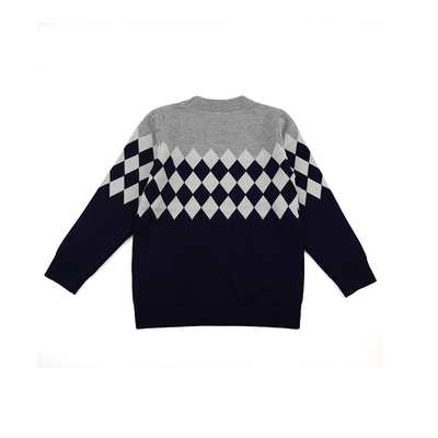 Custom Knitted Cotton Yarn diamond pattern Baby Boy Winter Wear Pullover and Sweater for Kids