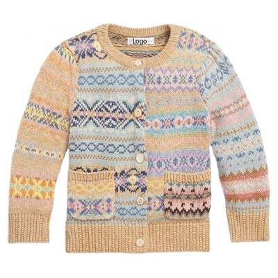 2023 new style ODM OEM 100% orginic Cotton Fashion button Chunky knit baby sweater Baby cardigan sweater