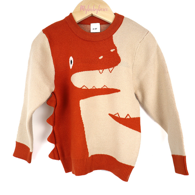 Custom Knitted Cotton Yarn Color Combination Baby Boy Winter Wear Pullover Sweater for Kids