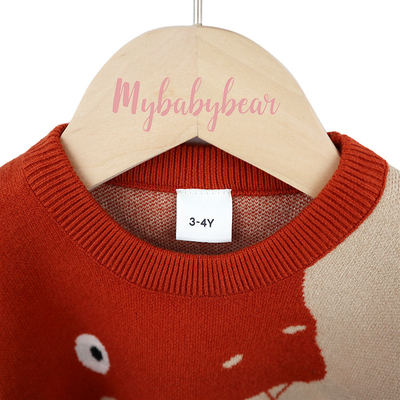 Custom Knitted Cotton Yarn Color Combination Baby Boy Winter Wear Pullover Sweater for Kids