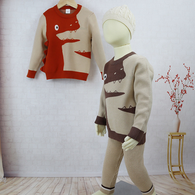 Custom Knitted Cotton Yarn Color Combination Baby Boy Winter Wear Pullover Sweater for Kids