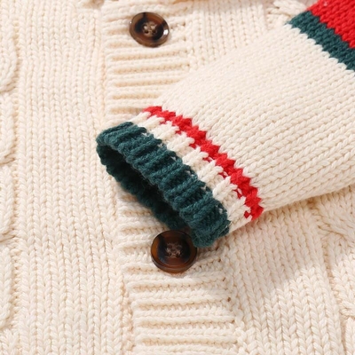 Children's Cable knitted Stripe heavy knitting kids sweater cardigan