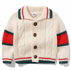 Children's Cable knitted Stripe heavy knitting kids sweater cardigan