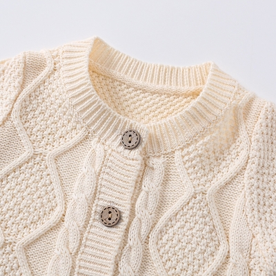 Custom Baby Winter Bodysuit 100% cotton Cable Knitted New Born Baby Rompers Sweaters Sets With Hats