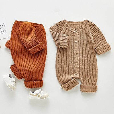 Winter Custom 100% Cotton Sweater Baby Boys Girls Infant Jumpsuit Bodysuit