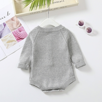 Baby Boys And Girls Knitted Romper Babies Sweater Jumpsuit Unisex Solid Kids Clothing Bodysuit Long Sleeve