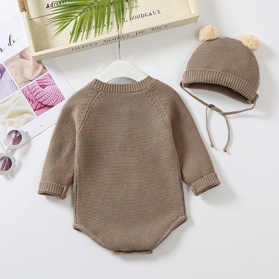 Winter Custom 100% Cotton Sweater Baby Boys Girls Infant Jumpsuit Bodysuit