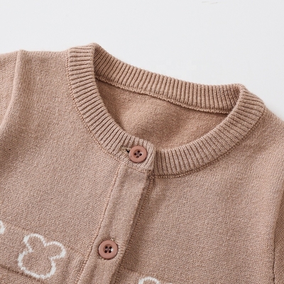 Custom Fall Winter White Pattern Long Sleeve Infant 100% Cotton Clothes Jumpsuit Toddler Knitted Baby Sweater Romper