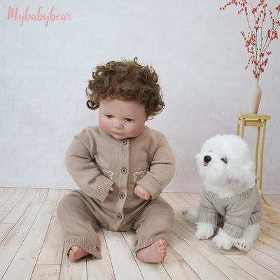 Custom Fall Winter White Pattern Long Sleeve Infant 100% Cotton Clothes Jumpsuit Toddler Knitted Baby Sweater Romper
