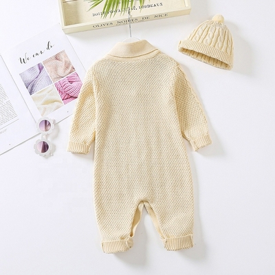 Winter Long sleeve Hat & Onesie set Newborn Boys Toddler Girls Organic Cotton Kids Infant Baby Knitted Sweater Romper