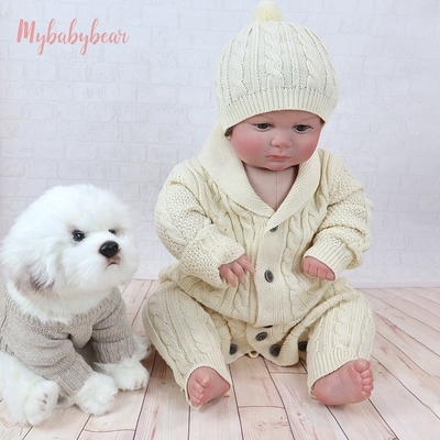 Winter Long sleeve Hat & Onesie set Newborn Boys Toddler Girls Organic Cotton Kids Infant Baby Knitted Sweater Romper