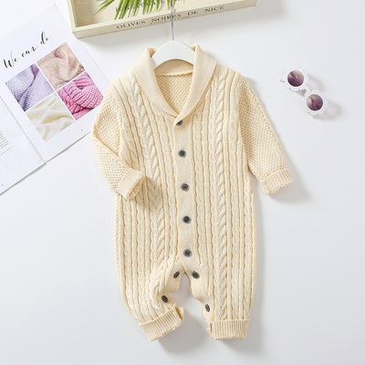 Knitted Cotton Clothing New Born Boy Girl Long Sleeves Jumpsuit Clothes with Warm Hat Autumn Winter Newborn Baby Rompers