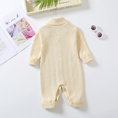 Knitted Cotton Clothing New Born Boy Girl Long Sleeves Jumpsuit Clothes with Warm Hat Autumn Winter Newborn Baby Rompers