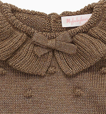 Antumn Winter Ruffle neck Long Sleeve Newborn Girls Organic Cotton Kids Infant Baby Knitted Sweater Romper