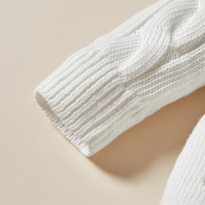 Sweet Cute Knitted Openwork Long Sleeve Solid Color Baby Bodysuits