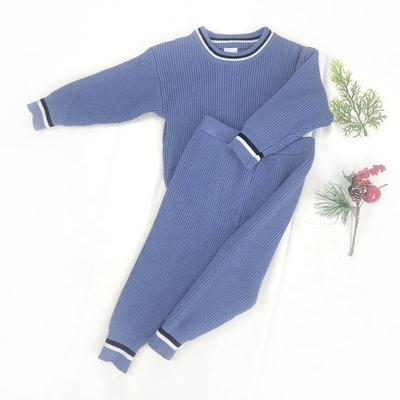 Unisex stripe knitted baby clothes set long sleeve knit baby sweater