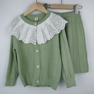New Spring Fall Girl's Dress Sweater Suit For Little Girl Kids Children's Clothing Knitwear Top Skirt Two piece sweater dress