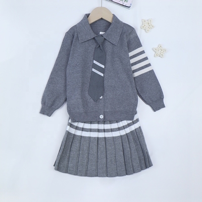 knitted children clothing sets two-piece suit baby school clothing set pullover sweater skirt outfit sets