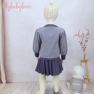 New Style Kids Children Winter Clothing Set Knitting Cardigan Skirt Baby Girl Winter False Cardigan Sweater With Bow