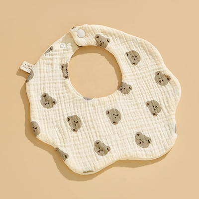 Custom Print Washable Cute Cartoon Floral 100% Cotton New Born Baby Drool Bibs