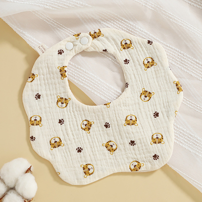 Custom Print Washable Cute Cartoon Floral 100% Cotton New Born Baby Drool Bibs