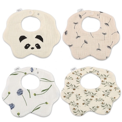 Infant Custom Baby Bibs Comfortable Muslin Cotton Baby Drool Bib 360' Washable Petal Baby Bib