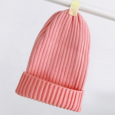 Autumn Winter Custom Logo Baby Beanie Hat Rib Fashion Fitted Knitting Baby Hat