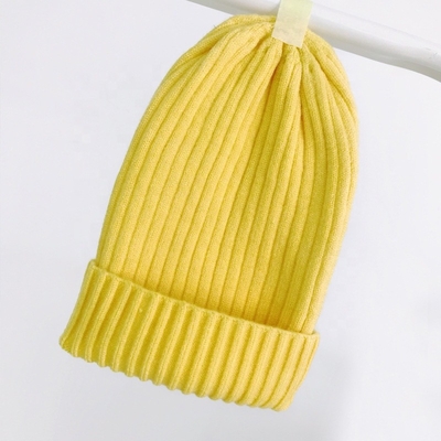 Autumn Winter Custom Logo Baby Beanie Hat Rib Fashion Fitted Knitting Baby Hat