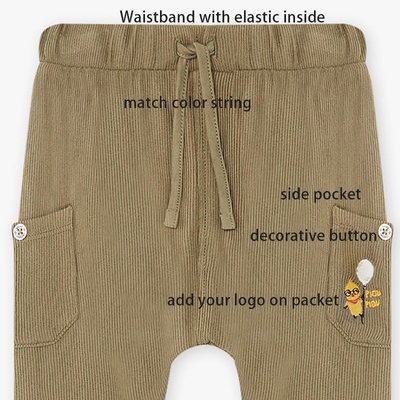 Toddler Boy Trouser Solid Color Corduroy Baby Casual  Harem Pants