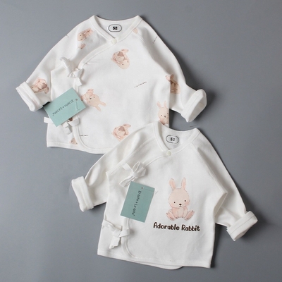 Custom Oem Odm Newbron Baby Boys Girls Top Draw-string 100%cotton Toddler Kids Clothing TOP