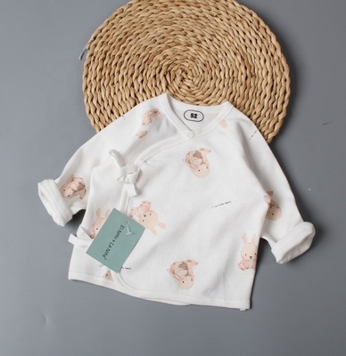 Custom Oem Odm Newbron Baby Boys Girls Top Draw-string 100%cotton Toddler Kids Clothing TOP
