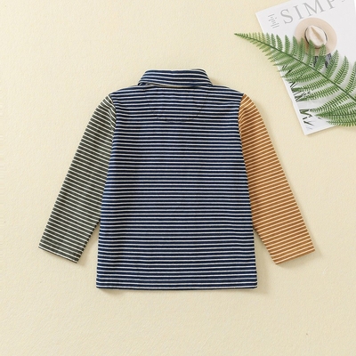 Wholesale baby boy clothing long sleeve 100% cotton polo t-shirt for kids baby stripe school uniform polo boys t-shirts