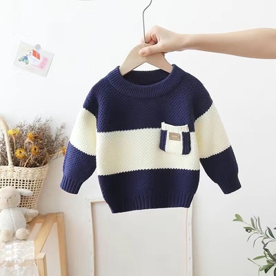 Winter Children Warm Wear Top with chest pocket Custom Design Chunky Knit Clothes Toddler Baby Sweater Baby boy clothes