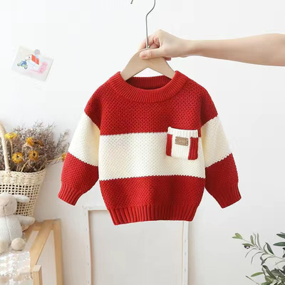 Winter Children Warm Wear Top with chest pocket Custom Design Chunky Knit Clothes Toddler Baby Sweater Baby boy clothes