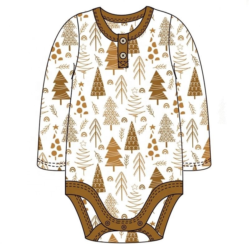 Christmas infant baby romper bodysuit tree printing baby clothes christmas set