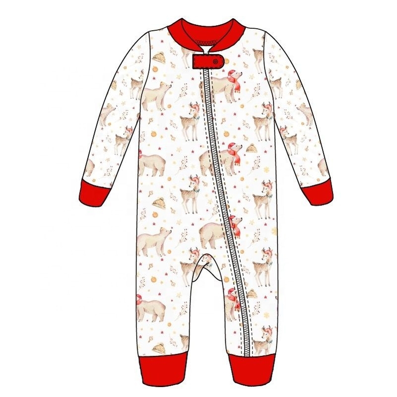 Custom  Christmas baby infant bodysuit combed cotton cute baby clothes Baby Romper