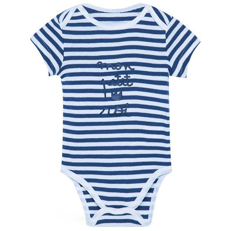Custom Summer 100% cotton embroidered Stripe Solid Print knitted newborn baby romper